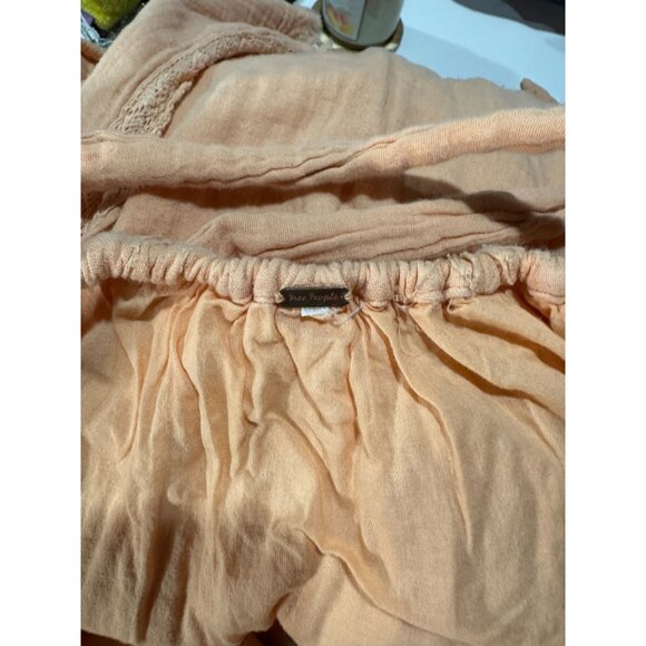 Free People Womens M Peach Angel Mini Dress Babydoll 100% Cotton Boho Chic Gauze - Picture 9 of 12